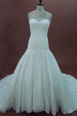 A-line Sweetheart Chapel Train Lace Bridal Wedding Dresses WD010163