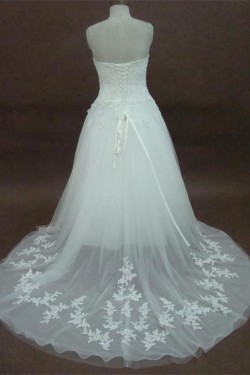 A-line Sweetheart Chapel Train Lace Bridal Wedding Dresses WD010166