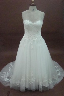 A-line Sweetheart Chapel Train Lace Bridal Wedding Dresses WD010166
