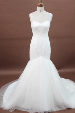 Trumpet/Mermaid Sweetheart Court Train Bridal Wedding Dresses WD010171