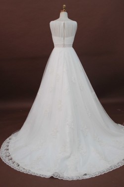 A-line Chapel Train Beaded Lace Bridal Wedding Dresses WD010178