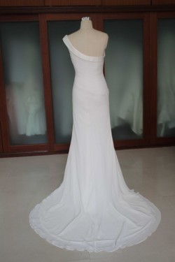 Sheath/Column One Shoulder Bridal Wedding Dresses WD010185