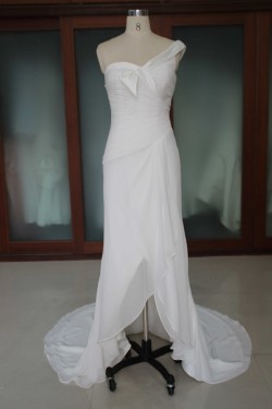 Sheath/Column One Shoulder Bridal Wedding Dresses WD010185