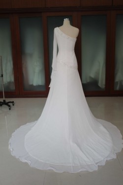 A-line One Shoulder Beaded Bridal Wedding Dresses WD010186