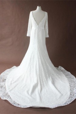 Trumpet/Mermaid Chapel Train Long Sleeves Lace Bridal Wedding Dresses WD010193