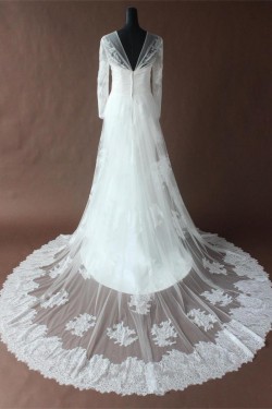 A-line Chapel Train Long Sleeves Lace Bridal Wedding Dresses WD010195