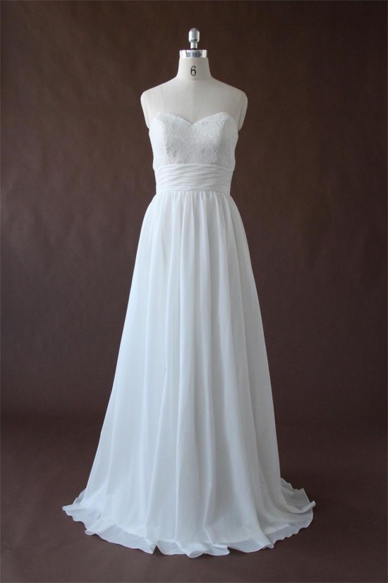 A-line Sweetheart Lace and Chiffon Bridal Wedding Dresses WD010199