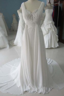 Sheath/Column Beaded Chiffon Bridal Wedding Dresses WD010215