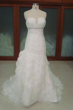 Trumpet/Mermaid Court Train Beaded Bridal Wedding Dresses WD010218