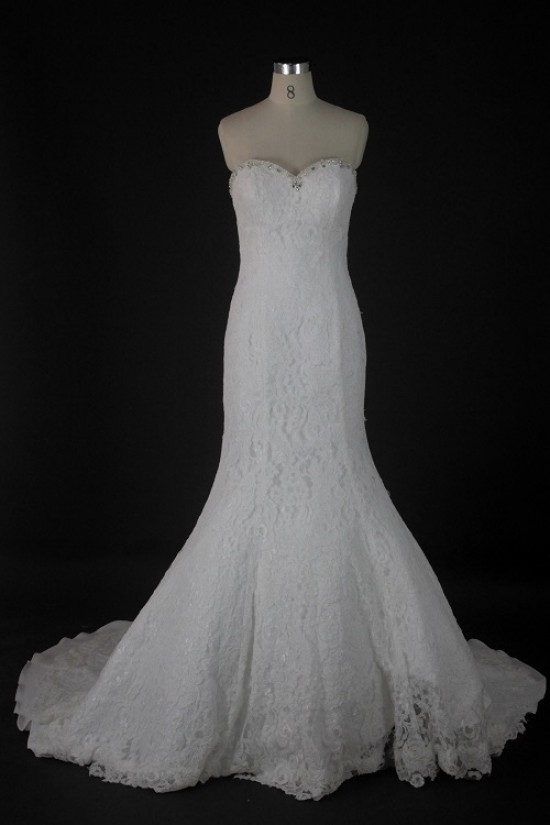 Trumpet/Mermaid Sweetheart Beaded Lace Bridal Wedding Dresses WD010223