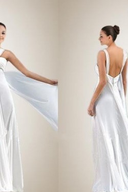 Sheath/Column Beaded Chiffon Bridal Wedding Dresses WD010227