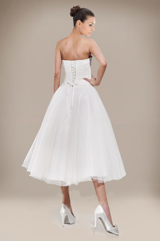 A-line Strapless Tea Length Bridal Wedding Dresses WD010228 A-line Strapless Tea Length Bridal Wedding Dresses WD010228