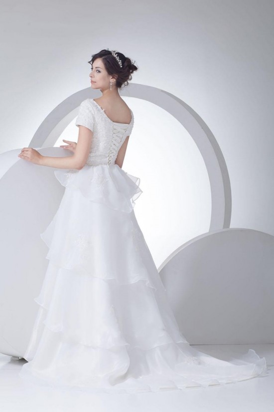 A-line Short Sleeves Court Train Bridal Wedding Dress WD010232 A-line Short Sleeves Court Train Bridal Wedding Dress WD010232