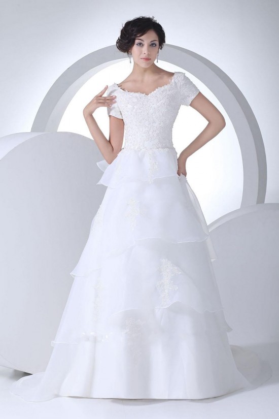 A-line Short Sleeves Court Train Bridal Wedding Dress WD010232 A-line Short Sleeves Court Train Bridal Wedding Dress WD010232