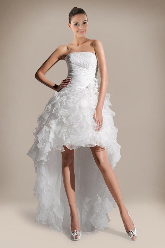 High Low Strapless Bridal Wedding Dress WD010233