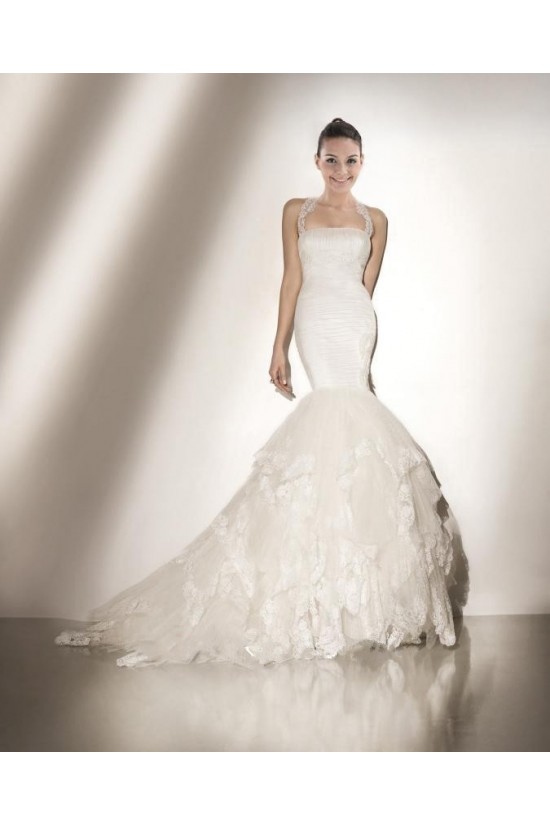 Trumpet/Mermaid Halter Court Train Lace Bridal Wedding Dress WD010234 Trumpet/Mermaid Halter Court Train Lace Bridal Wedding Dress WD010234