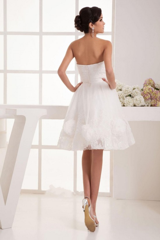 A-line Strapless Short Lace Bridal Wedding Dress WD010241