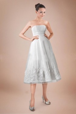 A-line Strapless Short Bridal Wedding Dress WD010243