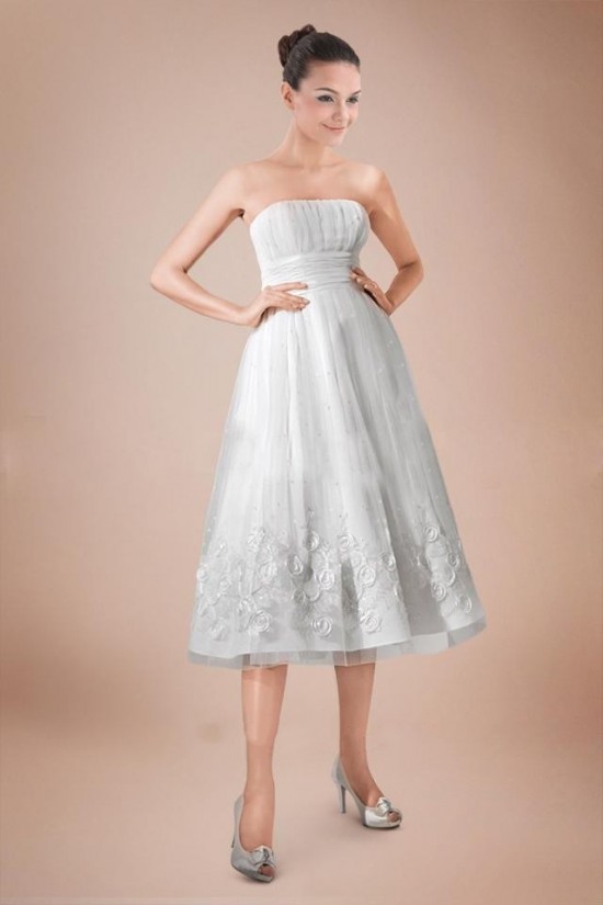 A-line Strapless Short Bridal Wedding Dress WD010243