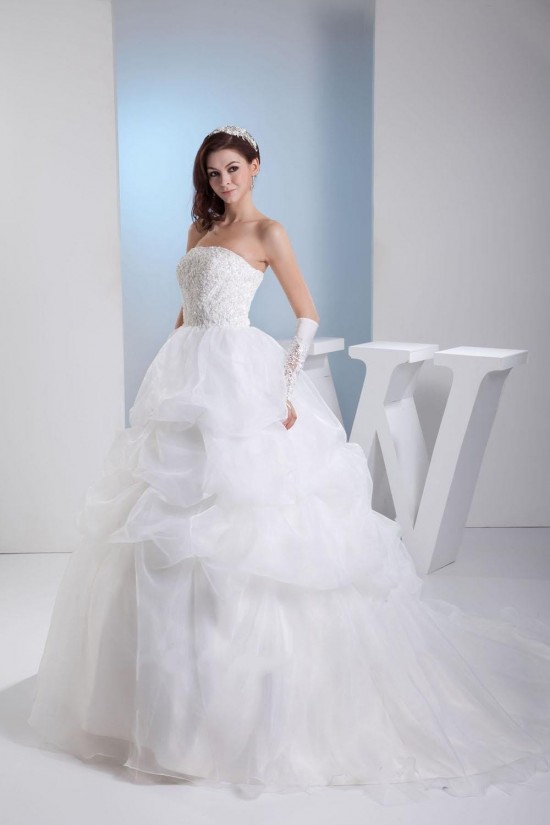 Ball Gown Strapless Court Train Bridal Wedding Dress WD010245