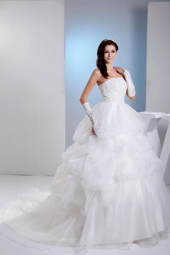 Ball Gown Strapless Court Train Bridal Wedding Dress WD010245