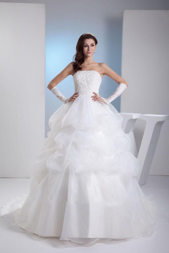 Ball Gown Strapless Court Train Bridal Wedding Dress WD010245