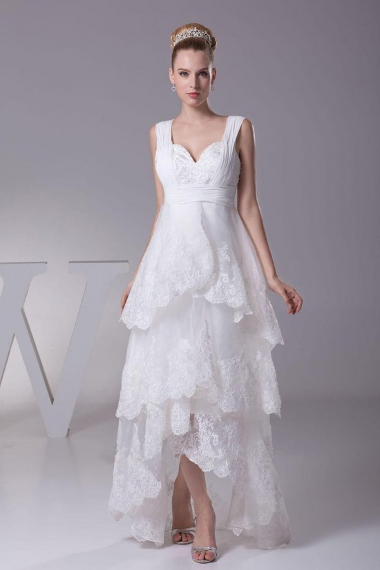 High Low Straps Applique Bridal Wedding Dress WD010249 High Low Straps Applique Bridal Wedding Dress WD010249
