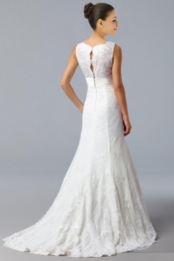 Trumpet/Mermaid V-neck Court Train Lace Bridal Gown WD010264