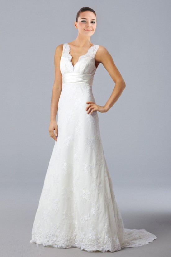 Trumpet/Mermaid V-neck Court Train Lace Bridal Gown WD010264 Trumpet/Mermaid V-neck Court Train Lace Bridal Gown WD010264