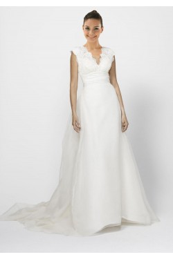 Elegant V-neck Court Train Lace Bridal Gown WD010269
