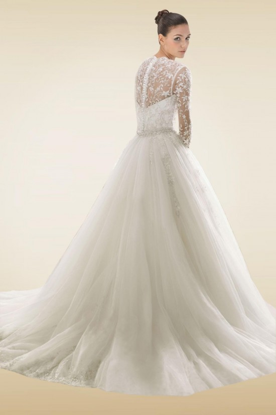 Elegant A-line 3/4 Sleeves Lace Beaded Bridal Gown WD010272 Elegant A-line 3/4 Sleeves Lace Beaded Bridal Gown WD010272