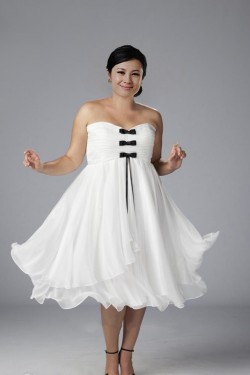 A-line Sweetheart Short Chiffon Plus Size Bridal Gown WD010275
