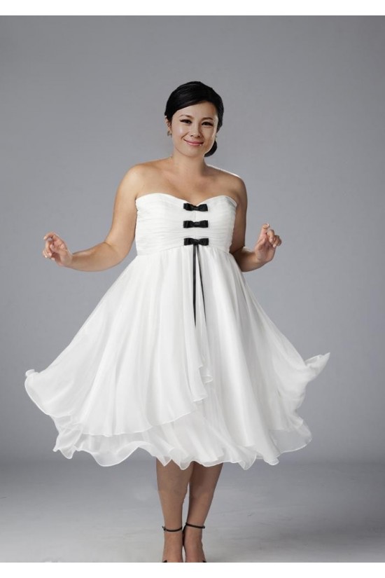 A-line Sweetheart Short Chiffon Plus Size Bridal Gown WD010275