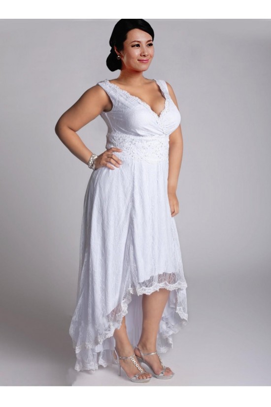 High Low Straps Lace Plus Size Bridal Gown WD010277 High Low Straps Lace Plus Size Bridal Gown WD010277