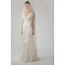 Elegant V-neck V-back Court Train Lace Bridal Gown WD010280
