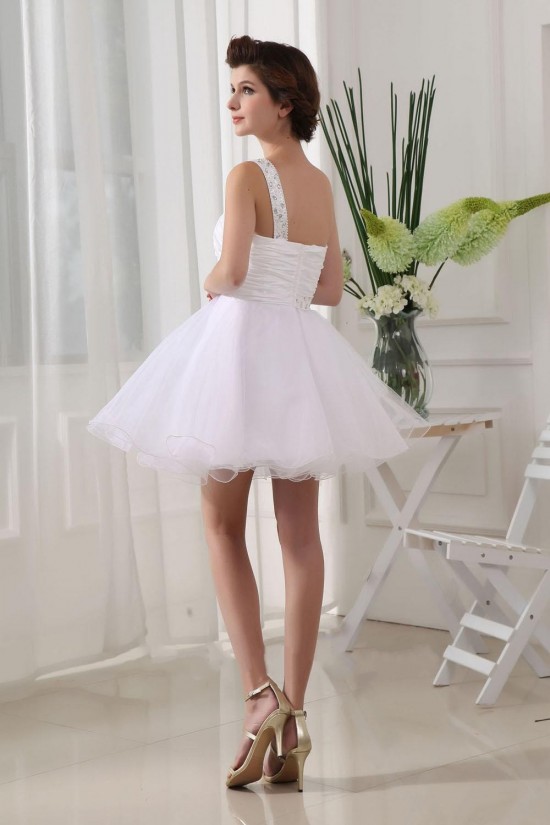 A-line One Shoulder Short/Mini Beaded Bridal Wedding Dresses WD010282 A-line One Shoulder Short/Mini Beaded Bridal Wedding Dresses WD010282