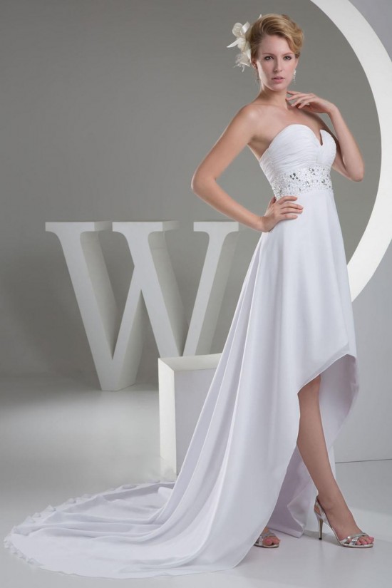 High Low Sweetheart Beaded Chiffon Bridal Wedding Dresses WD010286 High Low Sweetheart Beaded Chiffon Bridal Wedding Dresses WD010286