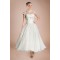 A-line Short Sleeves Tea Length Lace Bridal Wedding Dresses WD010290