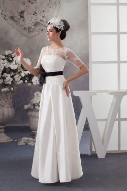 A-line Short Sleeves Bridal Wedding Dresses WD010294