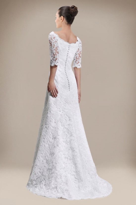 Elegant Half Sleeves Lace Bridal Wedding Dresses WD010297