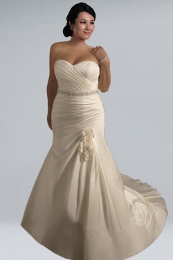 Trumpet/Mermaid Sweetheart Plus Size Beaded Bridal Wedding Dresses WD010298