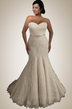 Trumpet/Mermaid Plus Sizes Sweetheart Lace Bridal Wedding Dresses WD010301