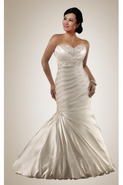 Trumpet/Mermaid Sweetheart Beaded Plus Size Bridal Wedding Dresses WD010307