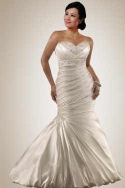Trumpet/Mermaid Sweetheart Beaded Plus Size Bridal Wedding Dresses WD010307