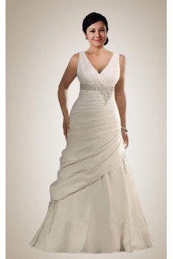 Elegant V-neck Plus Size Bridal Wedding Dresses WD010308