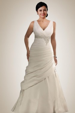 Elegant V-neck Plus Size Bridal Wedding Dresses WD010308
