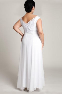 A-line Off the Shoulder Lace and Chiffon Plus Size Bridal Wedding Dresses WD010309