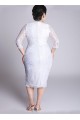 Sheath 3/4 Sleeves V-neck Lace Short Plus Size Bridal Wedding Dresses WD010310