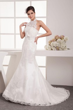 Trumpet/Mermaid Halter Lace Bridal Wedding Dresses WD010321