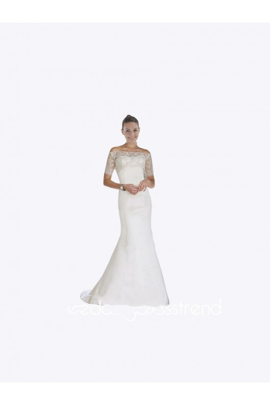 Trumpet/Mermaid Off the Shoulder Short Sleeves Lace Bridal Wedding Dresses WD010322 Trumpet/Mermaid Off the Shoulder Short Sleeves Lace Bridal Wedding Dresses WD010322